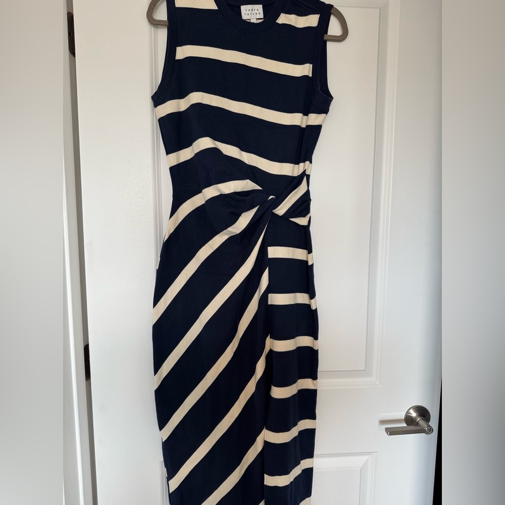 Tanya Taylor Navy and Beige Dress
